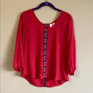 Cute Red Blouse with Front Detail
